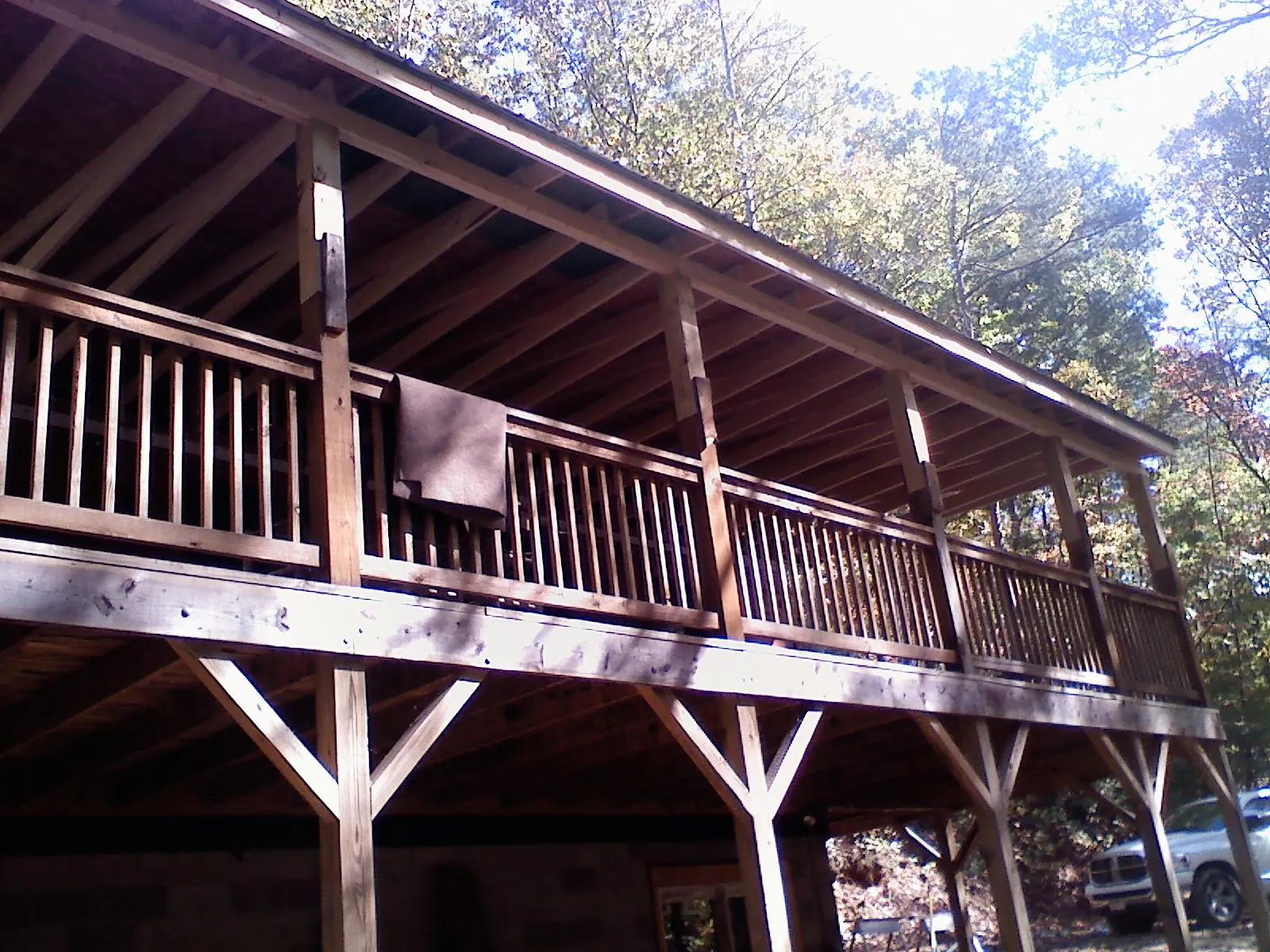 Timber framing under a new elevated porch and deck — Roof Leak Repair in New Florence by Roofing Brothers